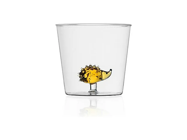 Tumbler van borosilicaatglas, Egel, geel 350 ml, Animal Farm