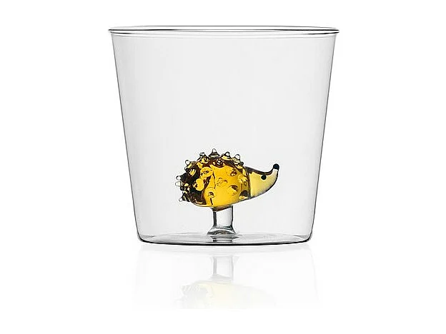 Gobelet en verre borosilicate, Hérisson, jaune 350 ml, Animal Farm