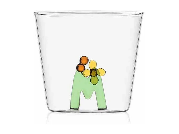 Szklanka z szkła borokrzemowego, M, przezroczysty 350 ml, Greenwood Alfabeto Fiorito