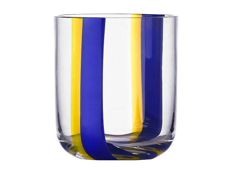 Trinkbecher aus Borosilikatglas gelb/blau 350 ml, Gesti
