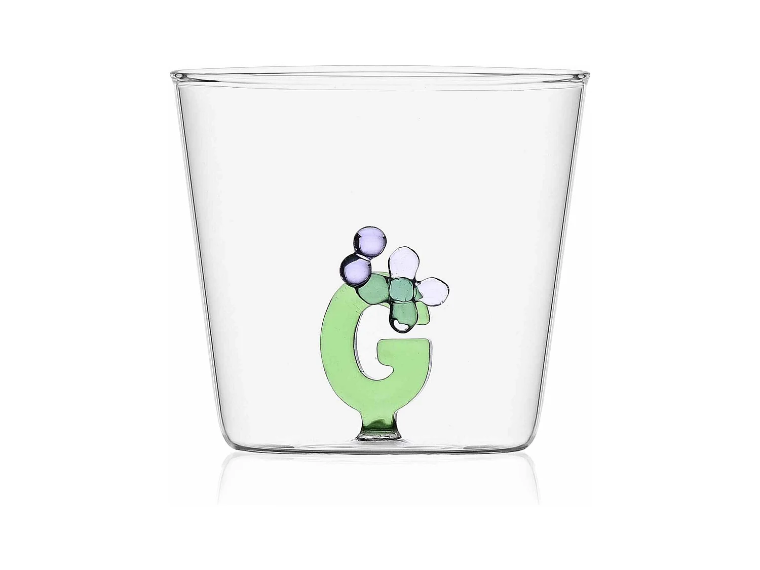 Szklanka z szkła borokrzemowego, G, przezroczysty 350 ml, Greenwood Alfabeto Fiorito