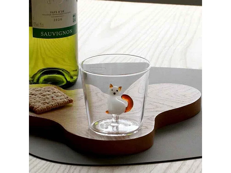 Gobelet en verre borosilicate, Chat, blanc/ambre 350 ml, Tabby Cat