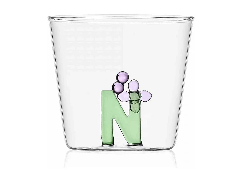 Szklanka z szkła borokrzemowego, N, przezroczysty 350 ml, Greenwood Alfabeto Fiorito