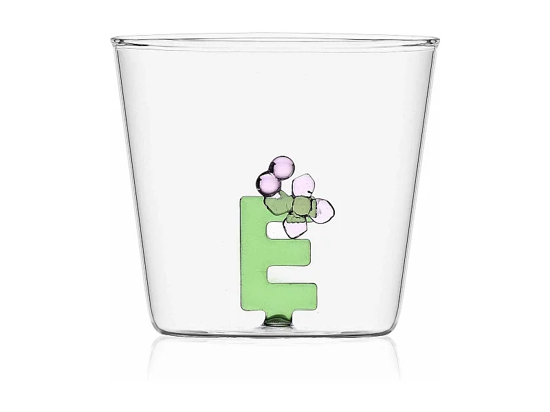 Szklanka z szkła borokrzemowego, E, przezroczysty 350 ml, Greenwood Alfabeto Fiorito