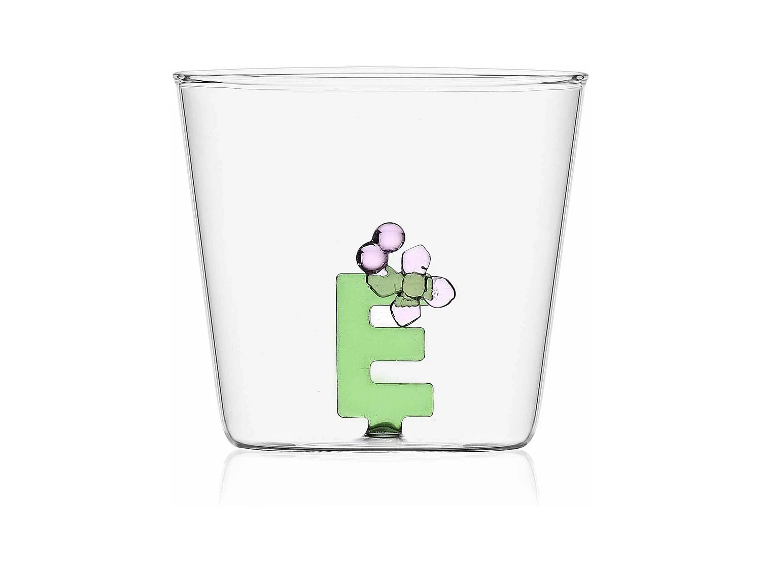 Tumbler in vetro borosilicato, E, trasparente 350 ml, Greenwood Alfabeto Fiorito