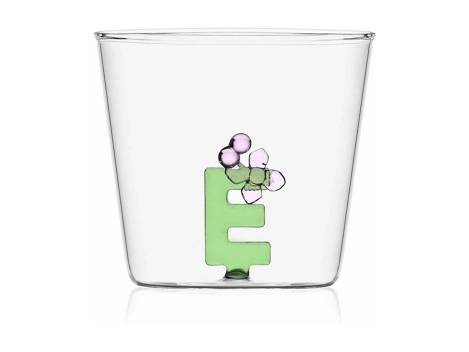 Tumbler van borosilicaatglas, E, transparant 350 ml, Greenwood Alfabeto Fiorito