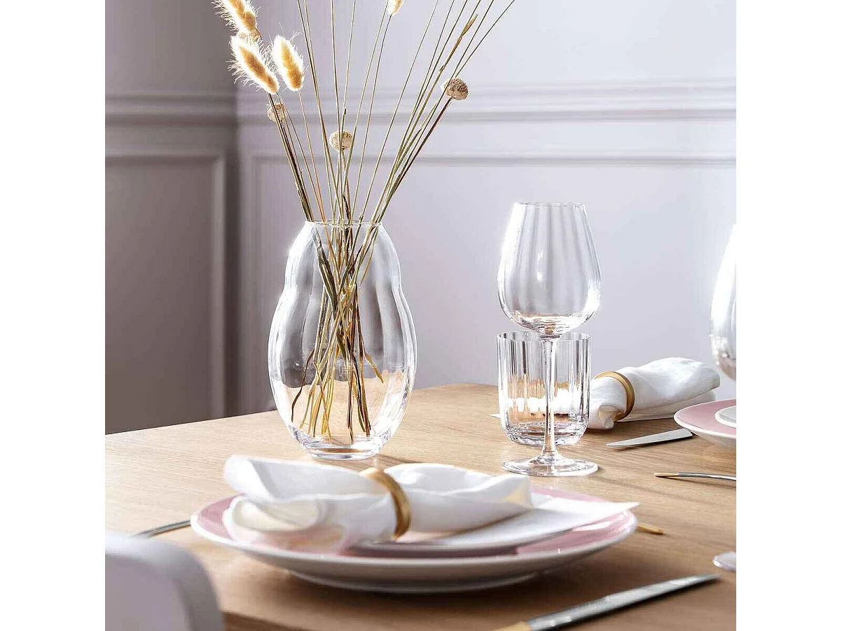 Set de 4 verres à eau en cristal transparent 250 ml, Rose Garden