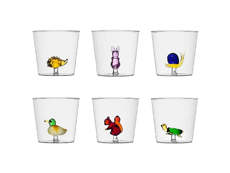 Set de 6 gobelets en verre borosilicate multicolore 350 ml, Animal Farm