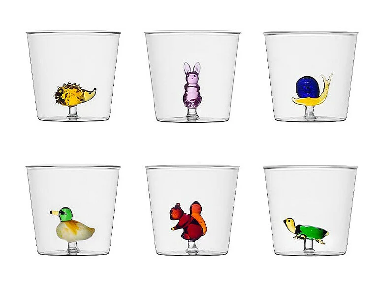 Set de 6 gobelets en verre borosilicate multicolore 350 ml, Animal Farm