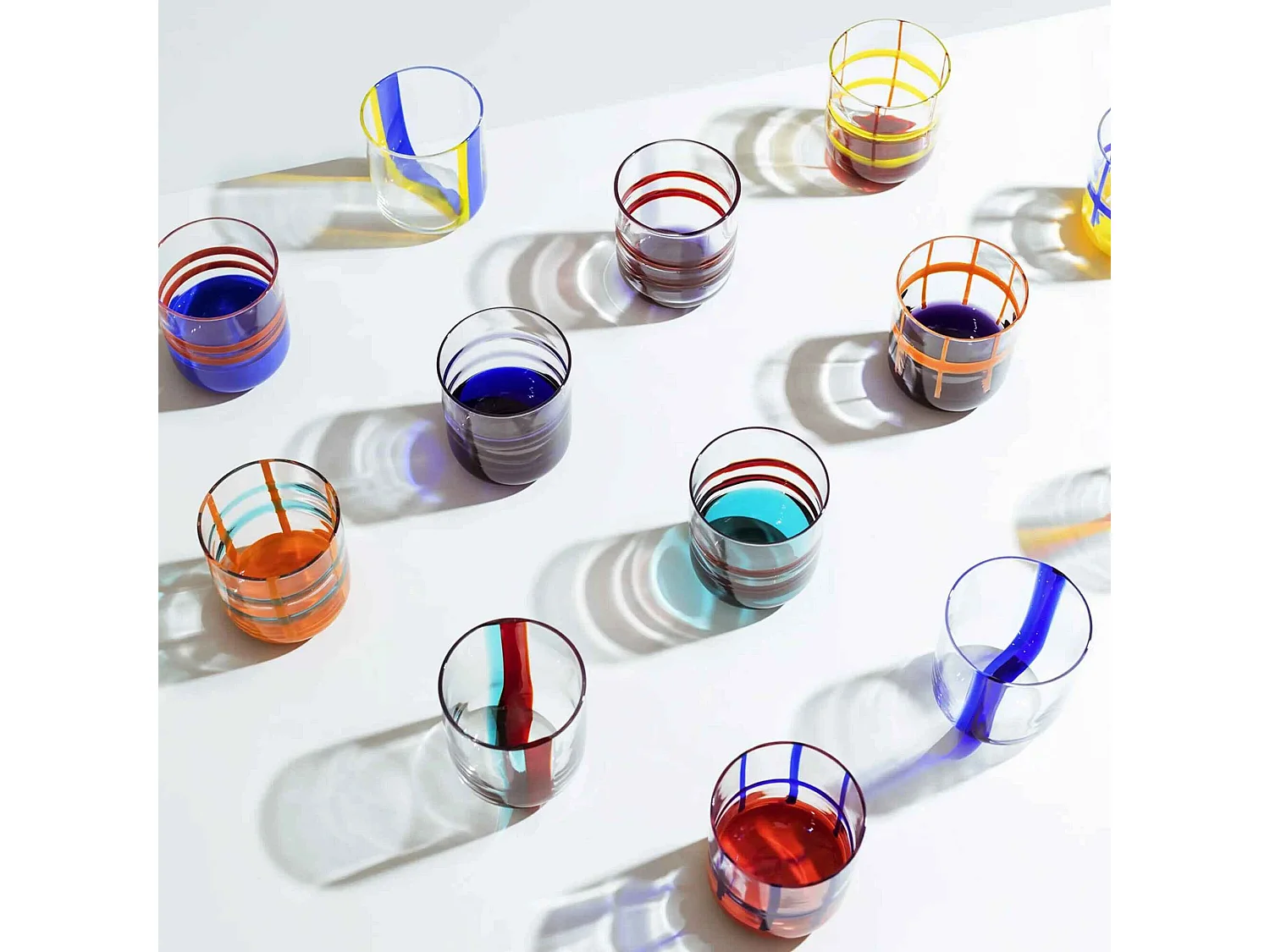 Gobelet en verre borosilicate bleu clair/jaune 350 ml, Gesti