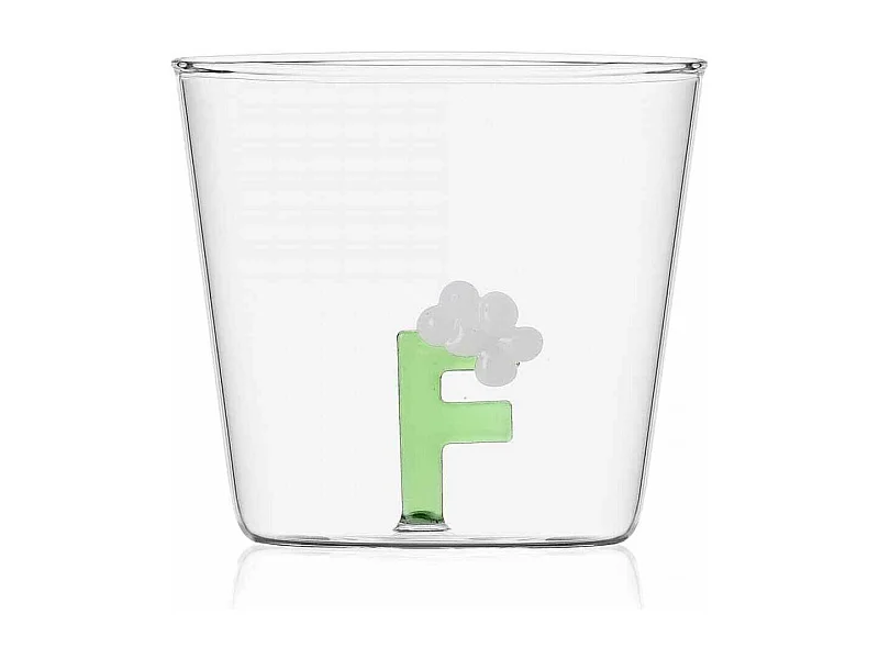 Szklanka z szkła borokrzemowego, F, przezroczysty 350 ml, Greenwood Alfabeto Fiorito
