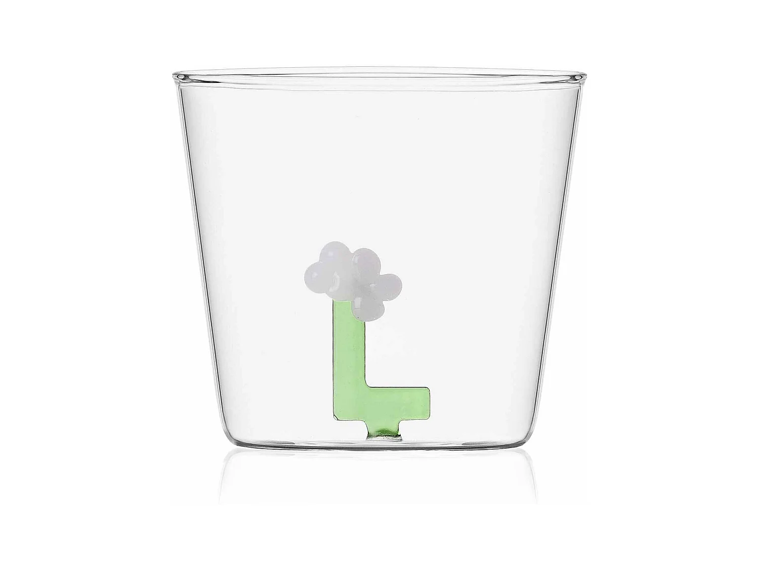 Gobelet en verre borosilicate, L, transparent 350 ml, Greenwood Alfabeto Fiorito