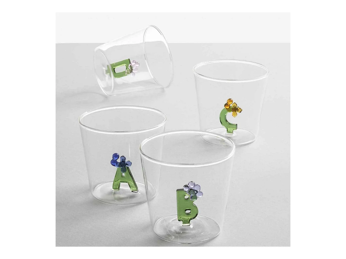 Tumbler van borosilicaatglas, A, transparant 350 ml, Greenwood Alfabeto Fiorito