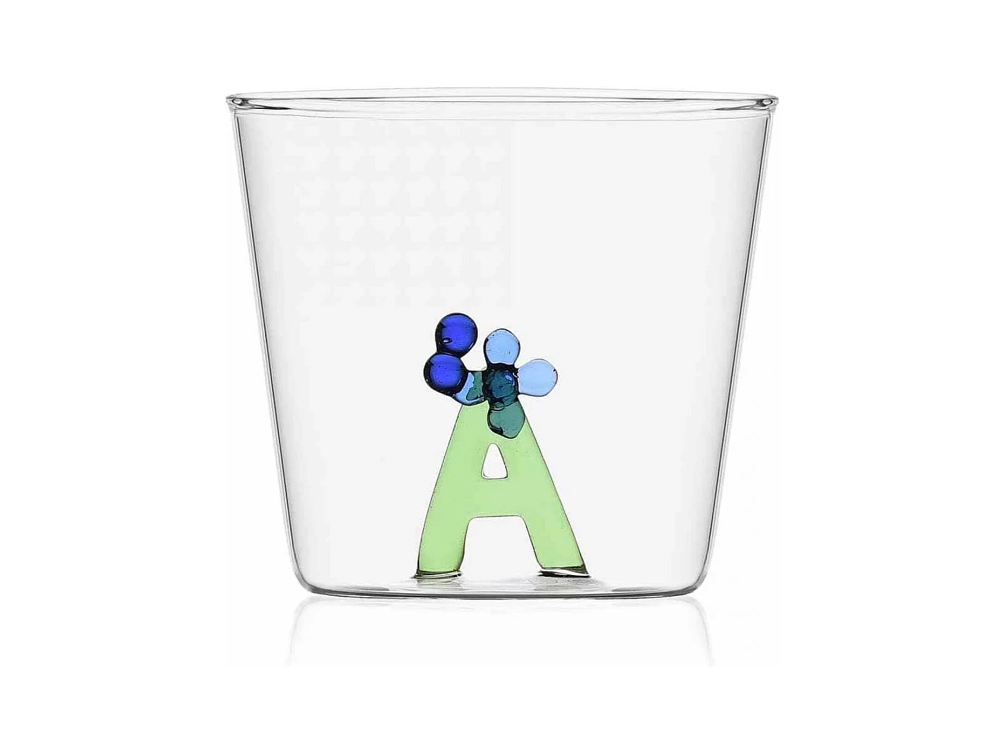 Gobelet en verre borosilicate, A, transparent 350 ml, Greenwood Alfabeto Fiorito