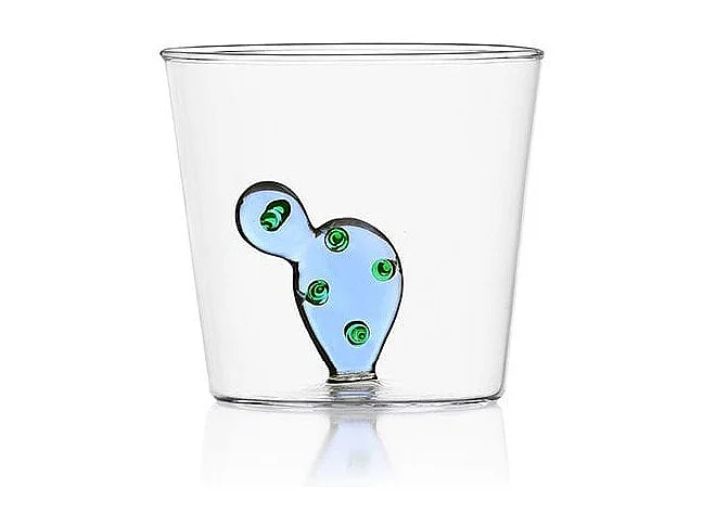Gobelet en verre borosilicate, Cactus, bleu 350 ml, Desert Plants