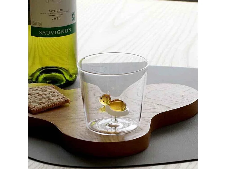 Gobelet en verre borosilicate, Chat Allongé, ambre/blanc 350 ml, Tabby Cat