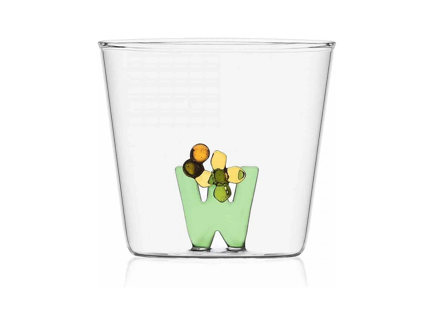 Szklanka z szkła borokrzemowego, W, przezroczysty 350 ml, Greenwood Alfabeto Fiorito