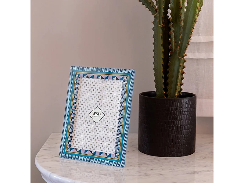 Portafoto in cristallo acrilico turchese/multicolor 18x23 cm, Decor