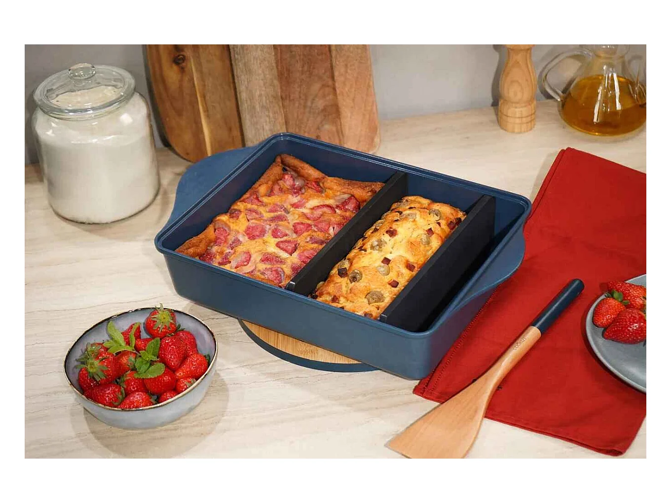 Verstelbare bakplaat van gerecycled metaal bosbes 40x30 cm, L'Incroyable