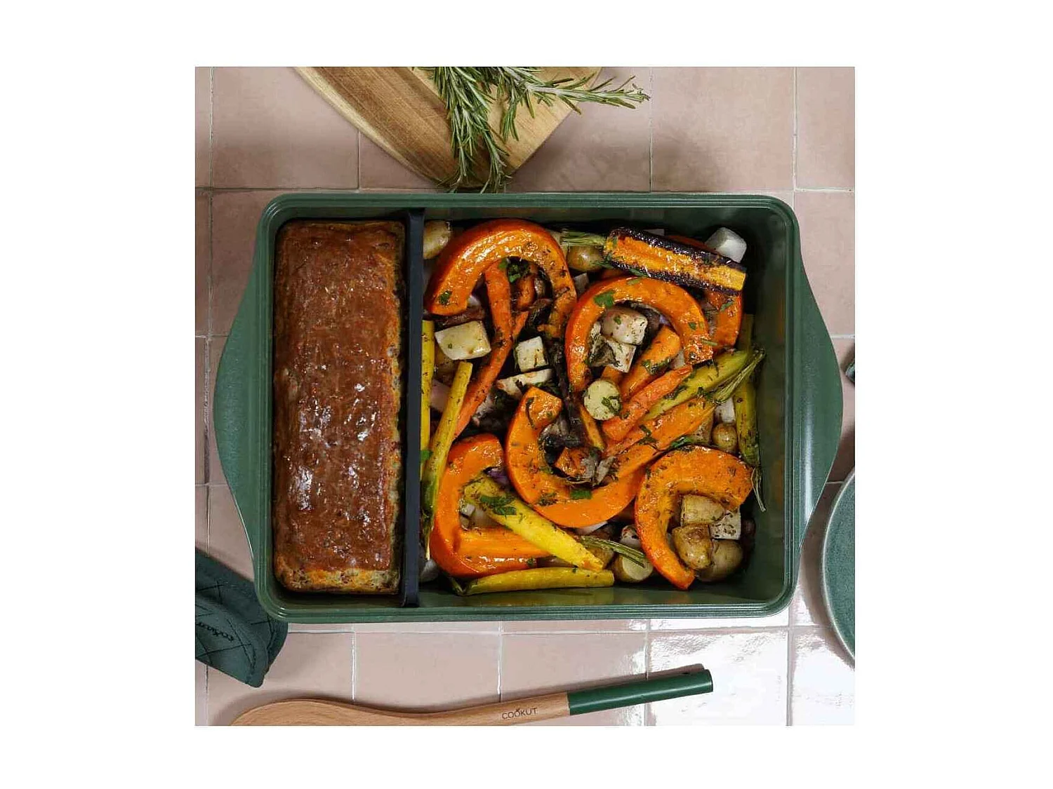 Bandeja ajustable de metal reciclado helecho 40x30 cm, L'Incroyable