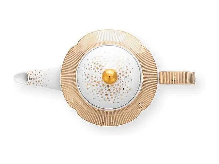 Tetera grande de porcelana blanco/oro 1650 ml, Royal