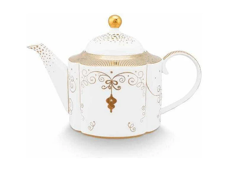 Tetera grande de porcelana blanco/oro 1650 ml, Royal