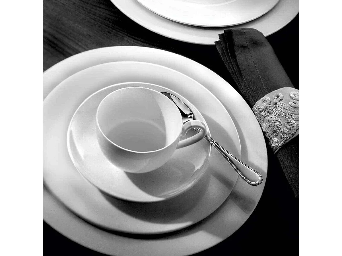 Tasse à café avec soucoupe en porcelaine blanc 130 ml, Royal