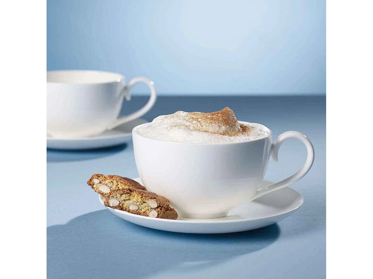 Tasse à café avec soucoupe en porcelaine blanc 130 ml, Royal