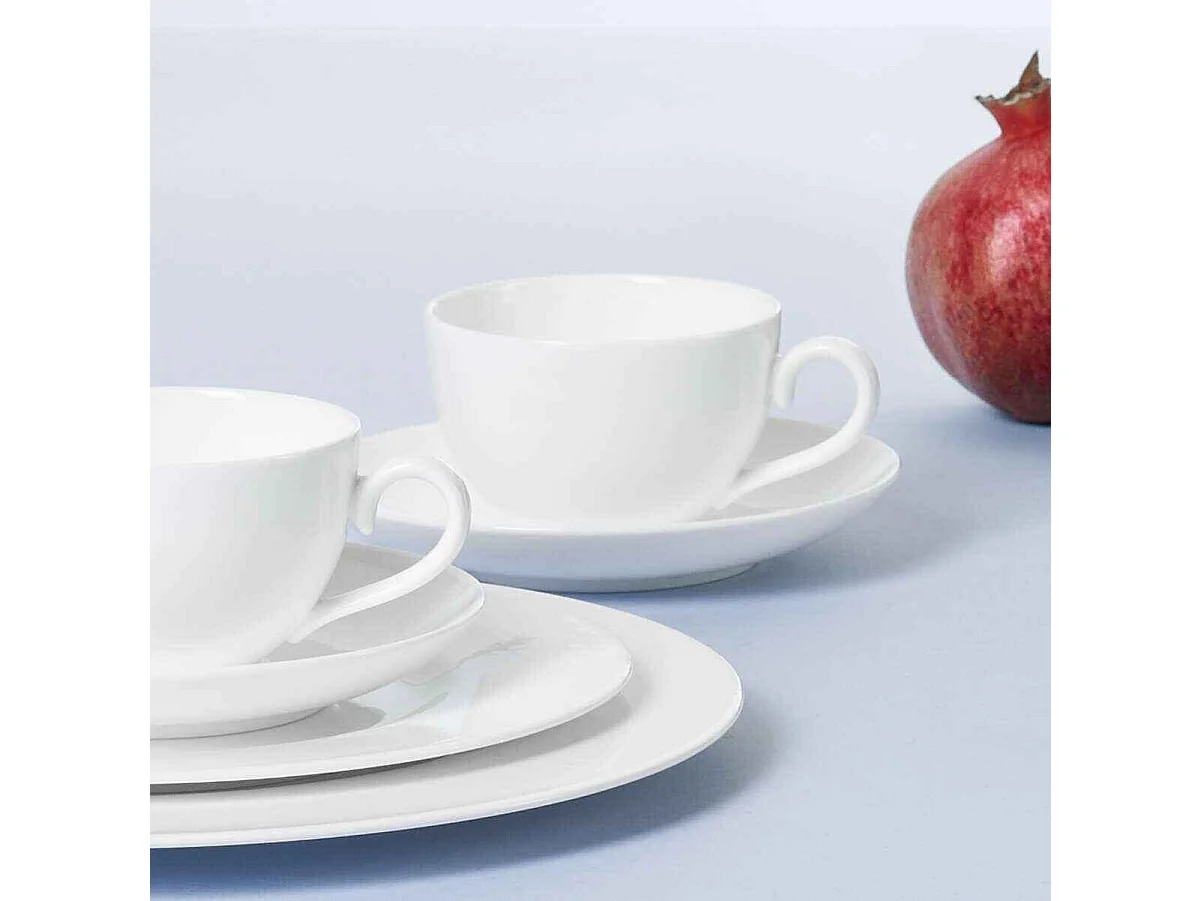 Tasse à café avec soucoupe en porcelaine blanc 130 ml, Royal