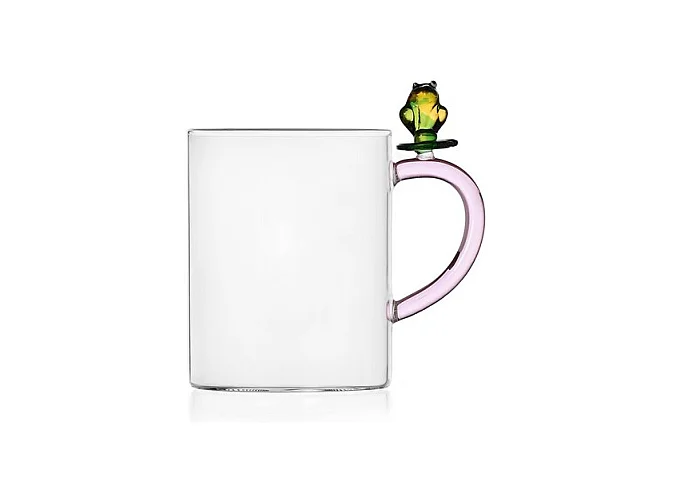 Kubek z szkła borokrzemowego, Żaba, różowy/zielony 450 ml, Fruits And Flowers