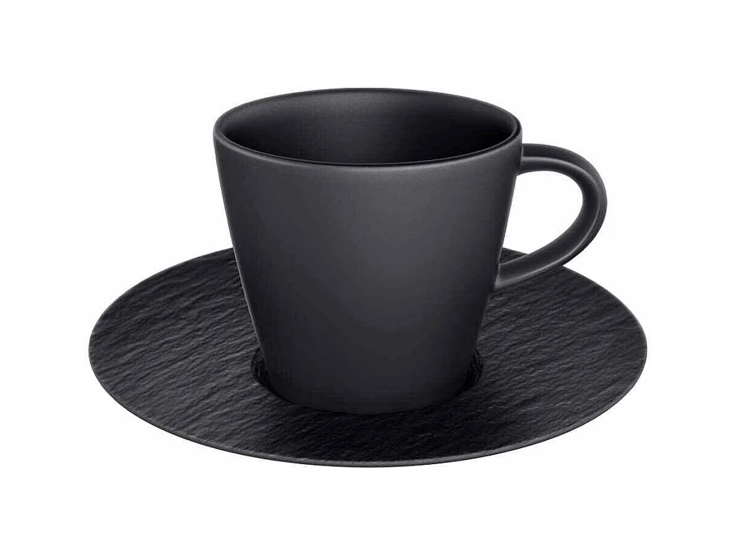 Tasse à espresso avec soucoupe en porcelaine noir 60 ml, Manufacture Rock