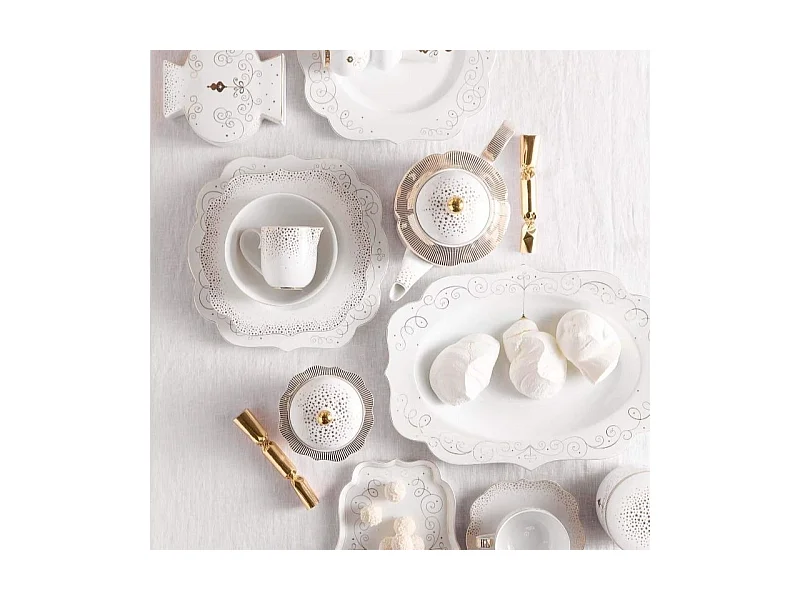 Tasse à espresso avec soucoupe en porcelaine blanc/or 125 ml, Royal