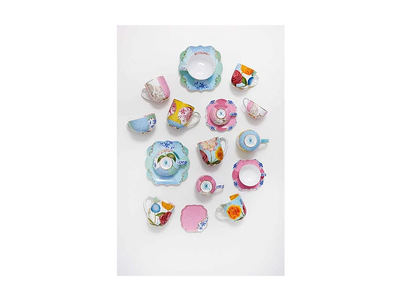 Tasse à espresso avec soucoupe en porcelaine rose/rouge 125 ml, Royal