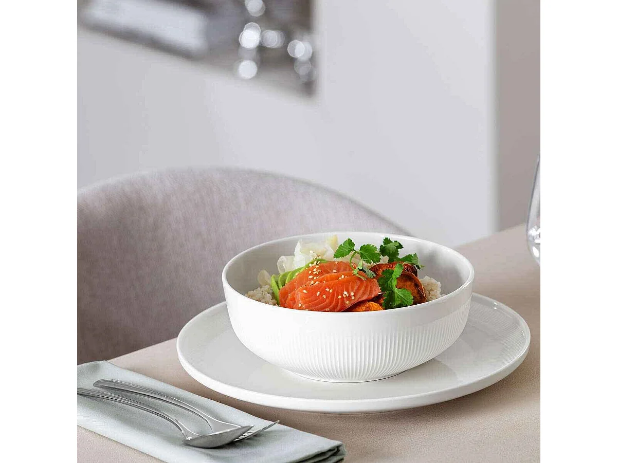 Saladier en porcelaine blanc D19.5 cm, Afina