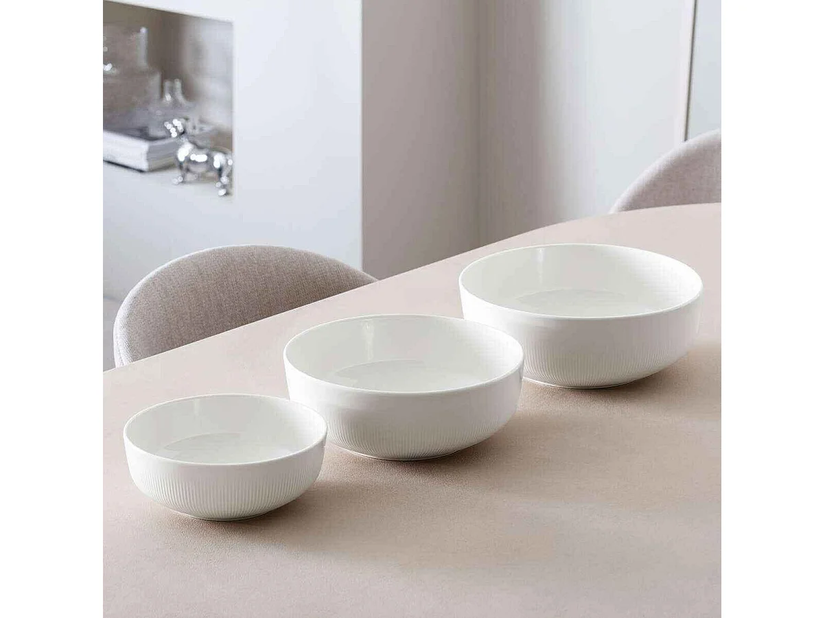 Saladier en porcelaine blanc D24 cm, Afina