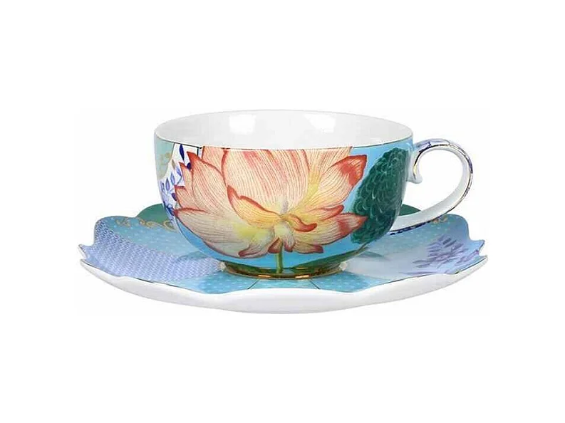 Tasse à thé avec soucoupe en porcelaine multicolore 225 ml, Royal