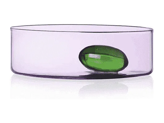 Schälchen mit Olive aus Borosilikatglas malve/grün D12 cm, Travasi