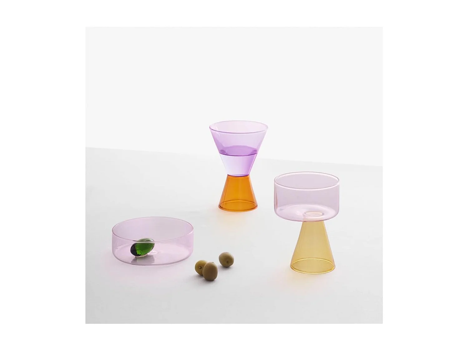 Miseczka na oliwki z szkła borokrzemowego liliowy/zielony śr. 12 cm, Travasi