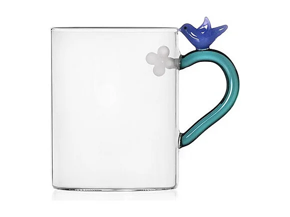 Kubek z szkła borokrzemowego, Ptak, wodny/niebieski 450 ml, Fruits And Flowers