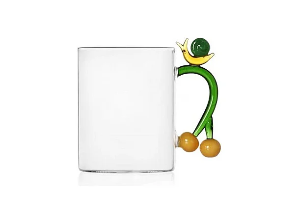 Mok van borosilicaatglas, Slak, groen/oranje 450 ml, Fruits And Flowers