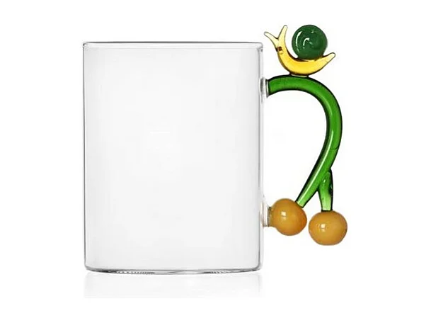 Kubek z szkła borokrzemowego, Ślimak, zielony/pomarańczowy 450 ml, Fruits And Flowers