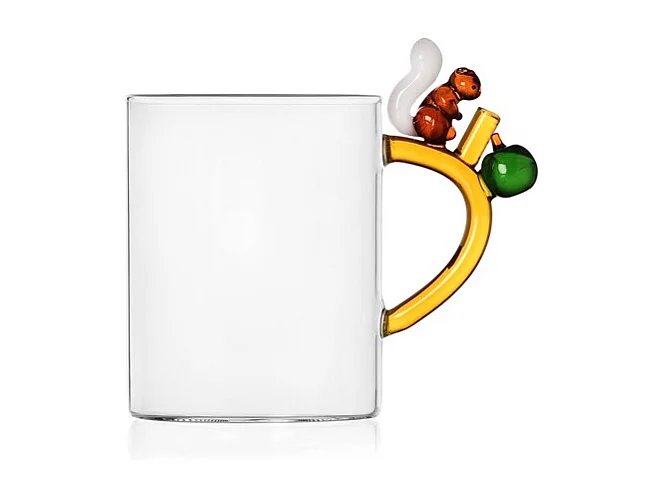 Becher aus Borosilikatglas, Eichhörnchen, amber/braun 450 ml, Fruits And Flowers