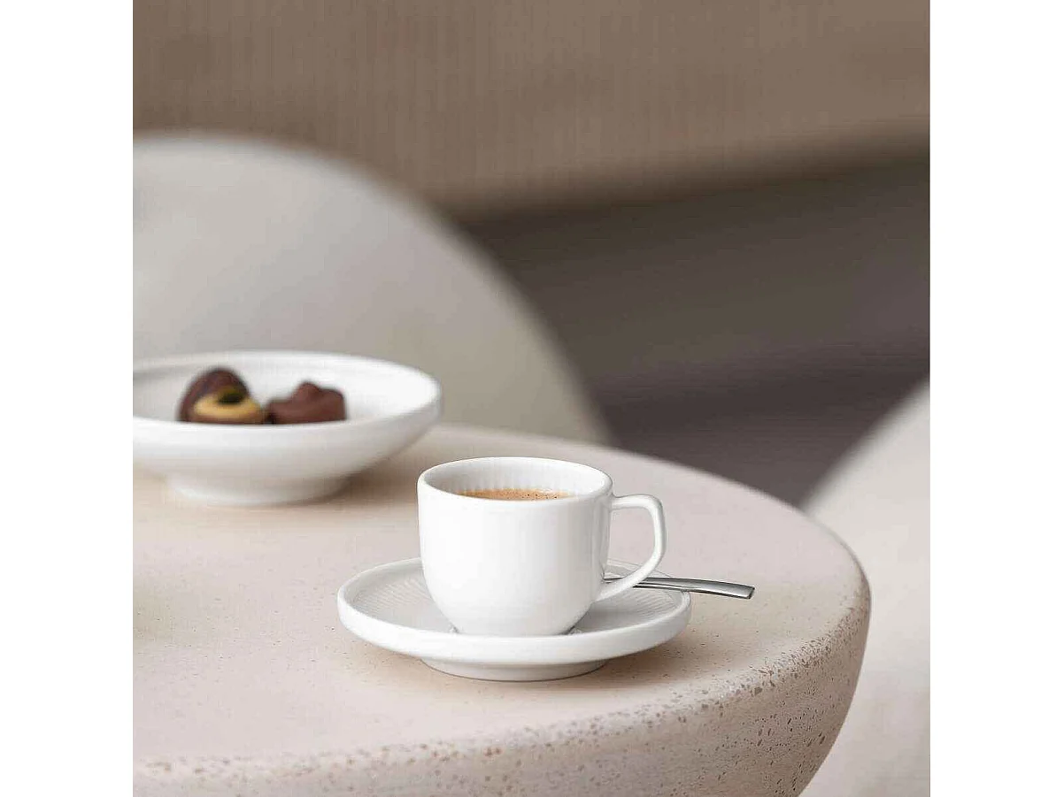 Filiżanka do espresso ze spodkiem z porcelany biała 50 ml, Afina