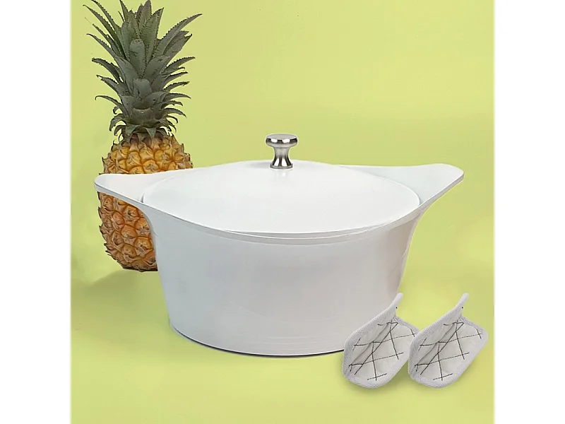 Antihaft-Kasserolle Cocotte aus recyceltem Metall Weiß D20 cm, L'Incroyable