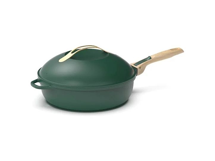 8-in-1 Pfanne aus recyceltem Metall Grün D24 cm, La Fabuleuse