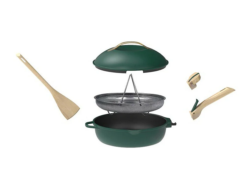 Sartén 8 en 1 de metal reciclado verde D24 cm, La Fabuleuse