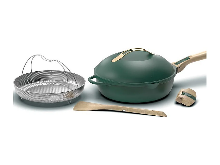 Sartén 8 en 1 de metal reciclado verde D24 cm, La Fabuleuse