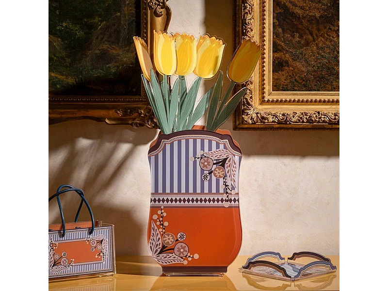 Wazon z kryształu akrylowego pomarańczowy/wielokolorowy wys. 35 cm, Bucarest