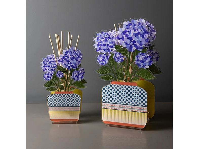 Profumatore per ambiente in cristallo acrilico, Ortensia, blu 100ml, Aurora