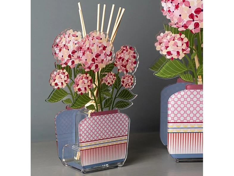 Dyfuzor zapachowy z kryształu akrylowego, Ortensia, różowy 200ml, Aurora